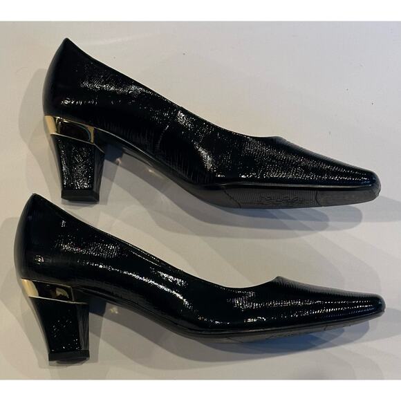 J.Renee Mary-LPBLK Mary Lizard Print Women's 7.5M Square Toe 2.5” Heels Black - Picture 5 of 12